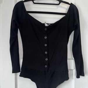 Black button down bodysuit